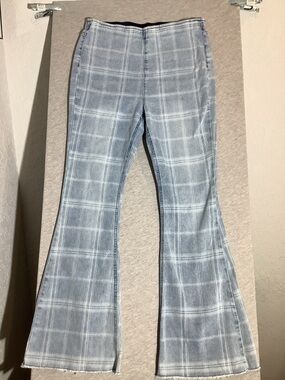 Plaid Flare Jeans with Stretch - Women's Size Large